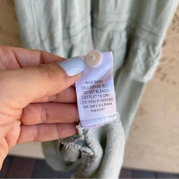 BaeVely Women's Seafoam Green Bohemian Button Tiered Long Maxi Dress Size Small - Picture 7 of 7